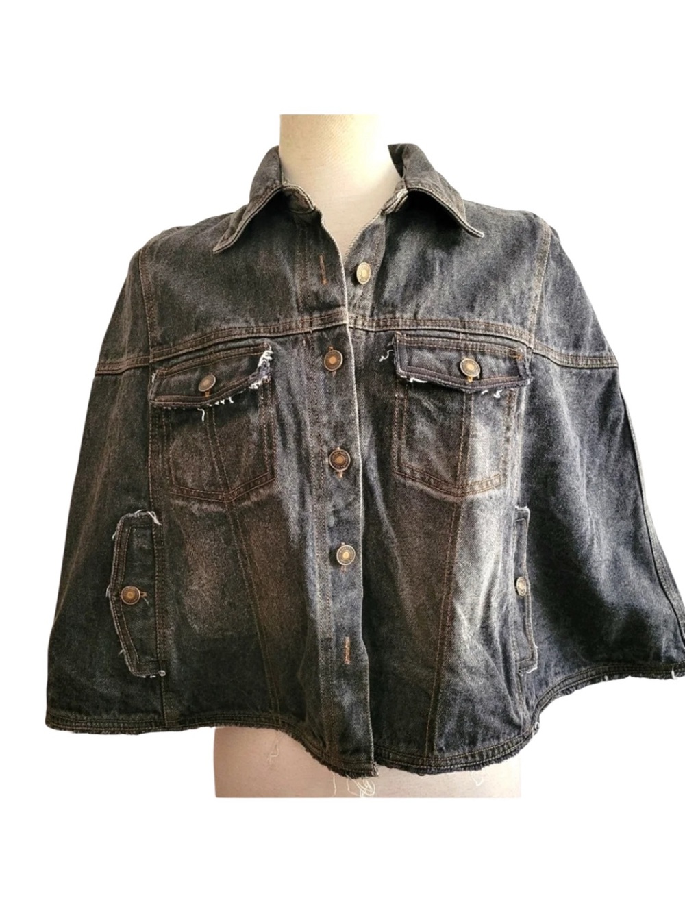 VINTAGE JEANOLOGY Denim Cape /Gray / Size 8 (Medium)